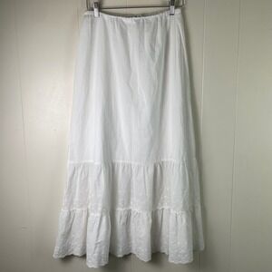 Brandy Melville White Cotton Eyelet Maxi Skirt Tiered Small Boho Summer